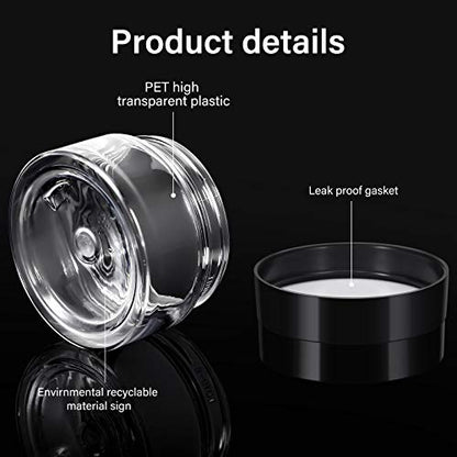 Patelai 4 Pcs Plastic Jars with Lids, Black, 1 oz, Wide Mouth - color: Black, size: 1 oz