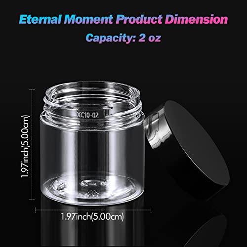 Eternal Moment 50 Pack 2 OZ Plastic Jars Clear Cosmetic Container with Lids - color: Black Lid, size: 2 Ounce