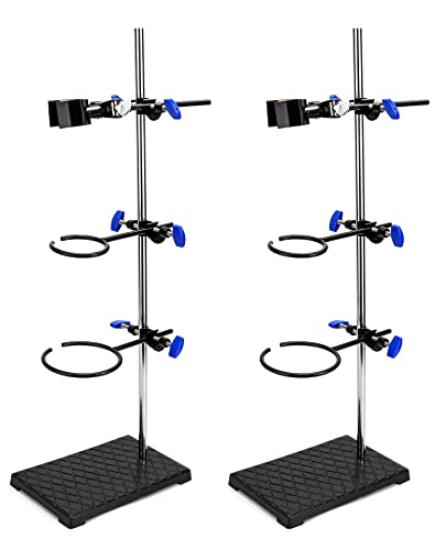 QWORK Lab Support Stand Set 2-Pack – Steel Rod 24" with Iron Base & Clamps for Heating, Filtration, Distillation - color: 2 pack, size: 24"