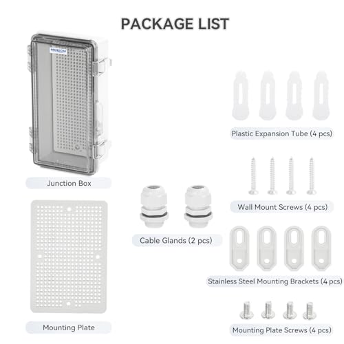 Mollom Transparent Cover Outdoor Junction Box (8.3x4.3x2.8In) - size: 8.3x4.3x2.8"