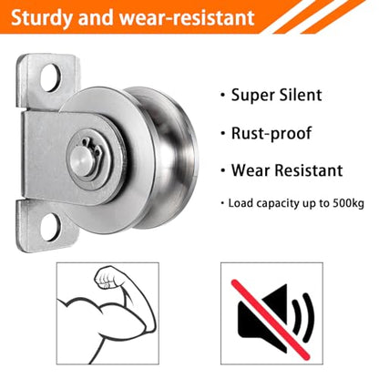 48mm Cable Pulley Wheel Wall Mount, Bearings Inside, Stainless Steel Rope Pulley for Pulley System, Sliding Gate 1Pcs - style: Pulley