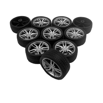 10PCS Toy Car Wheels 37mm Rubber Tire Wheels with Metal Shaft for RC Car Truck DIY Model Toy Wheel Replacement Accessories (2.5x37mm) - style: 2.5x37mm
