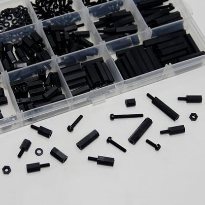 365 Pcs M2.5 Black Nylon Hex Standoff Screw Nut Kit - size: M2.5-365Pcs