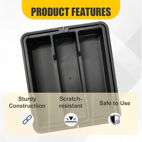 Tool Organizer Tray, 13"-22" Expandable Tools Box (Black)