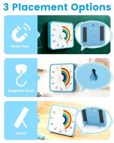 Classroom Timer with 5 Musical Melody Alarms, Large Visual Timer for Teachers, Magnetic & Rainbow Pattern Ideal for Classroom Use & Kids, 8 Inches