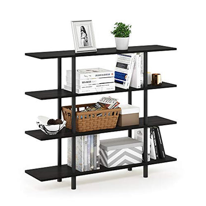 Furinno Turn-N-Tube 4-Tier Wide Display Shelf, Espresso/Black - color: Espresso/Black, style: 4-Tier