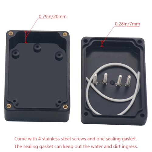 Project Box IP65 Waterproof Junction Box ABS Plastic Electrical Boxes DIY Electronic Project Case Power Enclosure 3.3”x2.3”x1.3” - color: Black, size: 3.3”x2.3”x1.3”