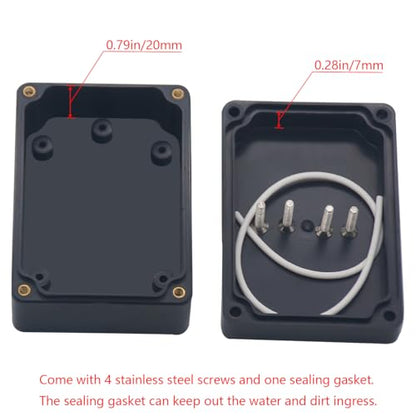 Project Box IP65 Waterproof Junction Box ABS Plastic Electrical Boxes DIY Electronic Project Case Power Enclosure 3.3”x2.3”x1.3” - color: Black, size: 3.3”x2.3”x1.3”