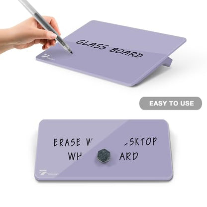 Purple Mini Desktop Pure Glass Whiteboard, Small Glass Dry-Erase Whiteboard - color: Purple