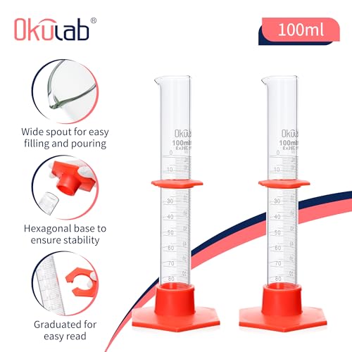 Graduated Cylinder, 4pcs of Vol.100ml, Borosilicate 3.3 Glass Cylinder, Lab Cylinders Glass Measuring Cylinder,MCGS3A1 - style: 4 Pcs of 100ml