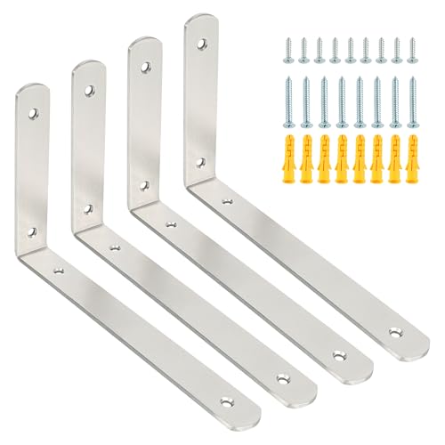 Alise Brushed Shelf Brackets,L Brackets for Shelves,8x5-3/5 Inch,4 Pcs - color: Brushed Nickel, size: 8x5-3/5 Inch (Upgraded)