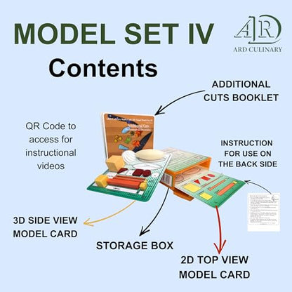 ARD Culinary Knife Cuts 3D Visual Model Set IV-A Level III (advanced) Educational Culinary Training Tool Set for Precision Knife Skills with 3D Template Guides
