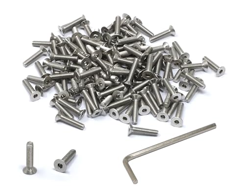 iexcell 100 Pcs M3 x 14mm Thread Pitch 0.5 mm Stainless Steel 304 Hex Socket Flat Head Cap Screws Bolts Kit - size: M3 x 14mm