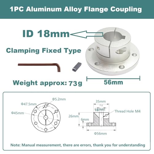 Aluminum Alloy Flange Coupling, 18 mm Inner Dia with Locking Key Slot, Clamping Fixed Type Flange Shaft Coupler for DIY RC Robot Car Model Connecting Motor and Wheel (1Piece) - style: 18mm with Keyway - Clamping