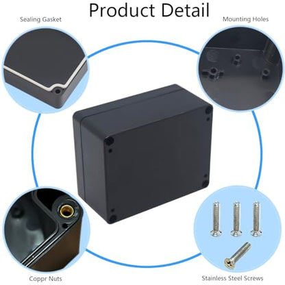 Junction box, Raculety Electrical Project Case Power Junction Box, Project Box Black (4.53"x3.54"x2.17") - color: Black, size: 4.53"x3.54"x2.17"