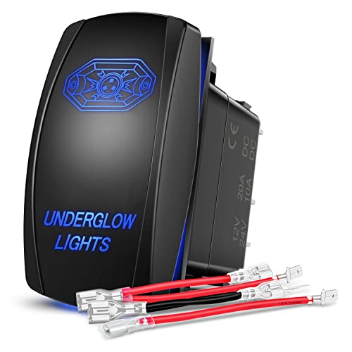 Nilight Underglow Lights Rocker Switch w/Jumper Wires Set 5Pin Laser Blue - size: UNDERGLOW LIGHTS