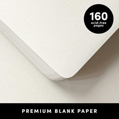 PAPERAGE Blank Journal Notebook, (Navy), 160 Pages, Medium 5.6 in x 8 in - 100 GSM Thick Paper – Hardcover Journaling Notebook for Work, School, Note Taking or Sketching - color: Navy, style: D. Blank