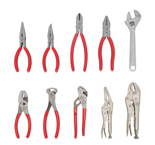 Steelman 10-piece Pliers Set, Slip Joint, Long Nose, Diagonal Cutter, Groove Joint, Linesman, Mini Long Nose, Locking Pliers, and Adjustable Wrench