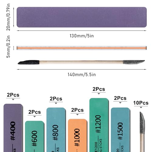 22pcs Model Sanding Sticks Kit, Mini Detail Sanding Twigs Tools for Plastic Models Wood 400-1500 grit
