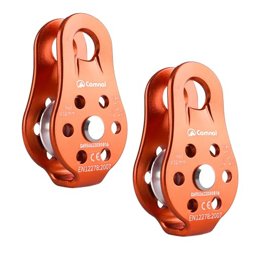 YAPJEB 26kN Climbing Single Pulley, Aluminum Climbing Bearing Pulley CE Certified for for Heavy Duty, Climbing, Zipline, Hauling Outdoor Activity (# Orange - 2 pcs) - color: 2 Pack - 26 kN - Orange