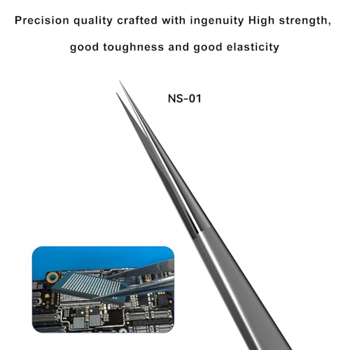 Ultra Fine Tip Tweezers Straight Tip Precision Tweezers Flying Line Super Hard Tweezer Mobile Phone Motherboard Repair Hand Tools for Electronic Soldering and IC Chip Micro-repair - size: NS-01 2.5D Straight
