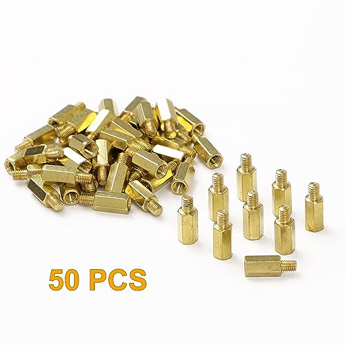 uxcell 50 Pieces M3 9+4mm Hex Standoff Spacer Male to Female Thread Brass Spacer Standoff Hexagonal Spacers Standoffs Screws Nuts for PC PCB Motherboard
