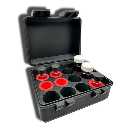 Vial Storage Case Organizer – 12 Slot, Fits 3mL 5mL 10mL Vials – TRT HRT Peptide Insulin Medication Holder – Compact Travel Case with Adapters