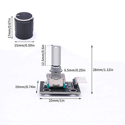 Taiss / 5Pcs KY-040 Rotary Encoder Module with 15×16.5 mm with Knobs Cap