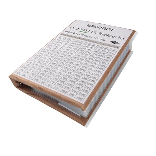 0603 SMD Resistor Assortment Kit (0-10M Ohm 1% Tolerance) Total 170 Values(Each 50 pcs) in One Surface Mount Chip Sample Book for Electronics Prototyping and Repairs - size: 0603 (0R-10M )50pcs/Value Resistors