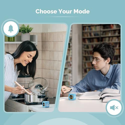 KADAMS Visual Timer – Cube Pomodoro Timer, LED Countdown Ring & Count Up Mode, Silent Flip Productivity Timer for Study, Classroom, Office, Cooking (Blue 5-10-25-50 min) - color: Blue 5-10-25-50 Min
