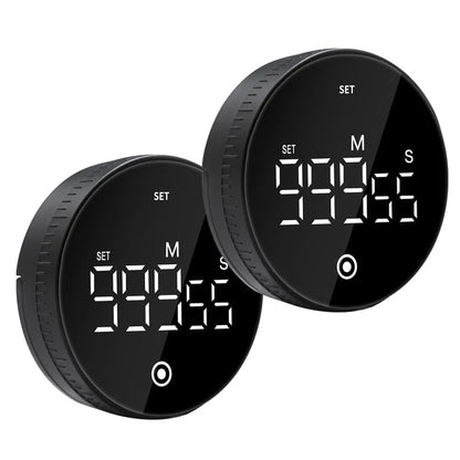 Digital Kitchen Timer, Magnetic Visual Countdown Countup Timer with Large LED Display, Adjustable Volume, Easy for Seniors and Kids, for Cooking, Classroom, Fitness, Study (2 * Black) - color: 2 * Black