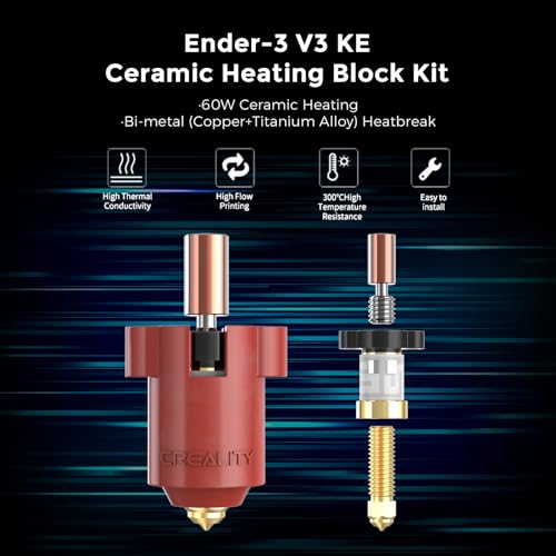Creality Official Ender 3 V3 KE Hotend Kit, Upgrades Ceramic Heating Block Kit, 3D Printer Nozzle, High Flow Extruder Heater Block, All Metal Accessories for Creality Ender 3 V3 KE 3D Printers - style: Ender 3V3 KE