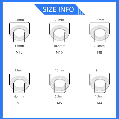 412PCS M4-M12 Silver 304 Stainless Steel Washers Kit - size: 412PCS,M4,M5,M6,M8,M10,M12