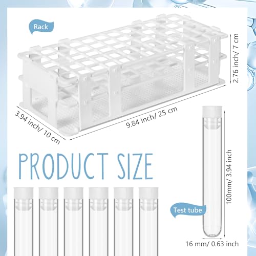 Threehoney 120 Pcs Plastic Test Tubes with Rack Set,White - color: White