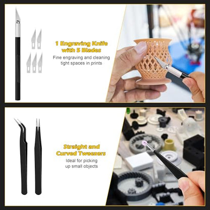 3D Printer Tool Kit, Anglecai 35 Pcs 3D Printer Nozzle Cleaning Tool Kit