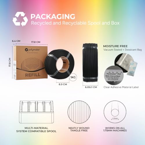 Polymaker Panchroma PLA Filament Refill 1.75mm 1kg, Steel Grey - color: Basic Pla Refill - Steel Grey