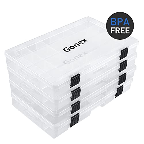 Gonex 3600 3700 Fishing Tackle Trays Lure Box with Adjustable Dividers - color: 4pcs 3600(Tray Size:10.8"x7.09"x1.65")