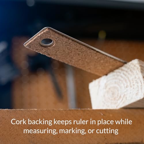 WA Portman Metal Ruler 15'', 2pc Corkback Stainless Steel Ruler Metric Edge - size: 12" 2 PACK