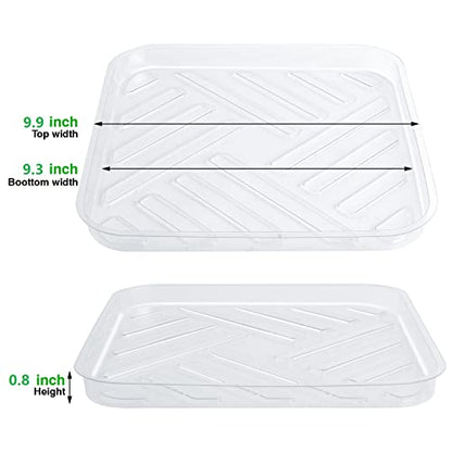 Idyllize 5 Pack 10 Inch of Plastic Plant Saucer, Square Clear Drip Trays for Indoors & Outdoor Plants, Durable Thick Saucer for Flower Pot (10") - size: 10"