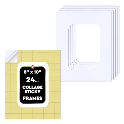 Hygloss Sticky Collage Frames - 24 Pack 8"x10" Self Stick Collage Boards for Kids - Peel & Stick Mounting Boards for Art Projects, School Crafts, Classrooms, and DIY Displays - size: 24-Pcs, style: Frame 8" x 10"
