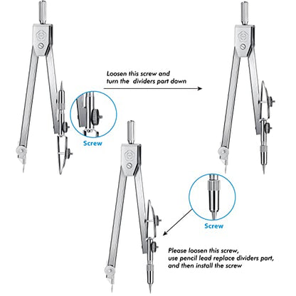 Zonon 3 Pcs 6" Clear Plastic Ruler 6 Inch Protractor Compass Set, Clear - color: Clear, size: 6 Inch