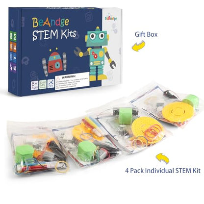 4-Pack STEM Doodling Robot Kits, Bulk Craft STEM Toys for Kids 8-13