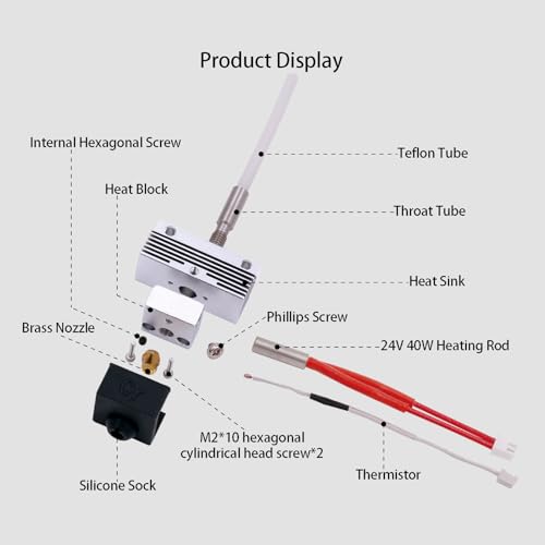 Hotend Kit for Elegoo Neptune 3 Pro/Plus/Max, 3D Printer Print Head Extruder Hot End Kit Heating Block Kit with 5PCS Extra 0.4mm Brass Nozzle Kit and 1 PCS Silicone Cover - style: Neptune 3 Pro