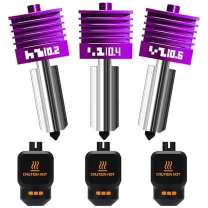 3PK 0.2/0.4/0.6mm MPVD Hotend for Bambu Lab X2D /P2S /H2D /H2C /H2S Print Head Anti-Stick Nozzle for A1mini A1 Hotend X2D P2S Nozzle Upgrade Hardened Steel HV2800 Extreder Kit for Bambu lab X2D - color: 0.2+0.4+0.6mm Hotend Kit