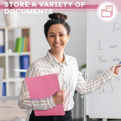 Henoyso 36 Pcs Plastic Folder with Clear Front Pocket, Pink - color: Pink