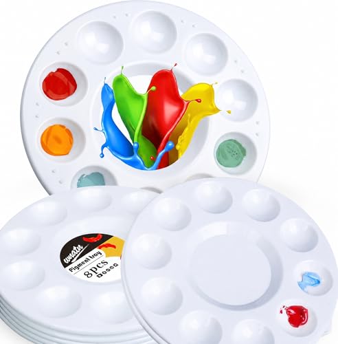 8pcs Paint Tray Palettes, Plastic White Palettes for Kids & Students,Paint Tray for Art Class,Craft DIY or Have a Birthday Painting Party - size: 8pcs