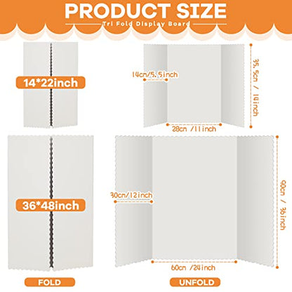 Ctosree 18 Pcs 14 x 22 Inch Tri Fold Poster Board Bulk for Display, White - color: White, size: 14 x 22 inch