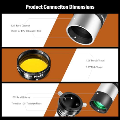 Astromania Telescope Eyepiece Set, 14 Piece Telescope Accessory Kit 1.25" - size: 1.25 Inch