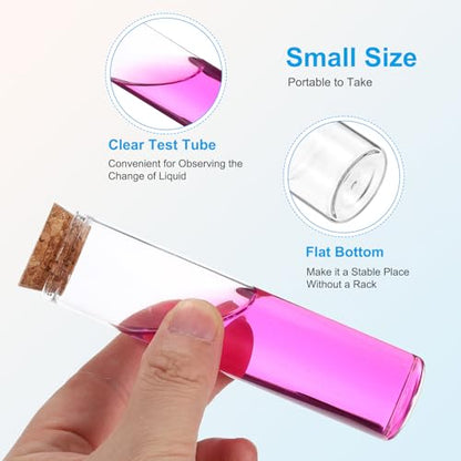 PATIKIL 80ml Test Tubes, 12pcs 5.91x1.18 Glass Clear Flat Bottom Test Tube Containers with Cork Stopper for Bead Party Candy Bath Salt Storage Scientific Experiment Plant Propagation - size: 80ml