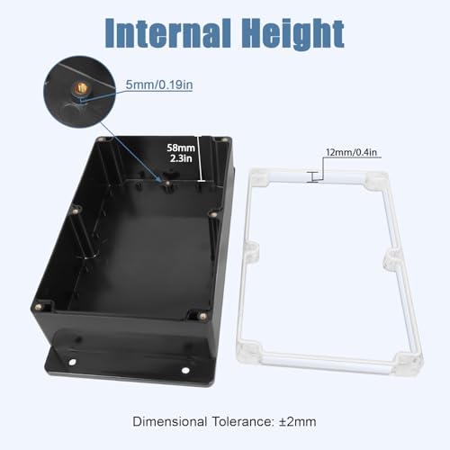 Project Box IP65 Waterproof ABS Plastic Electrical Junction Box with Clear Cover Enclosure with Fixed Ear, Black 9.0"x 5.9"x 3.1"(230x150x85mm)(Pack of 1) - color: 1 pack, size: 9.0"x 5.9"x 3.1"